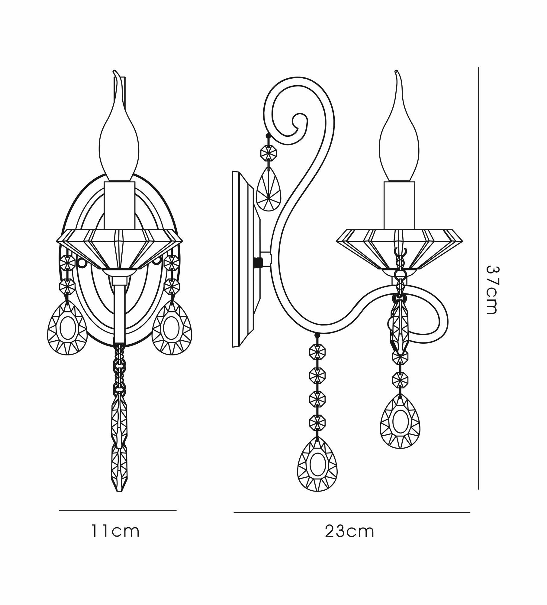 IL32061  Vela Crystal Switched Wall Lamp 1 Light French Gold